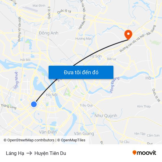 Láng Hạ to Huyện Tiên Du map