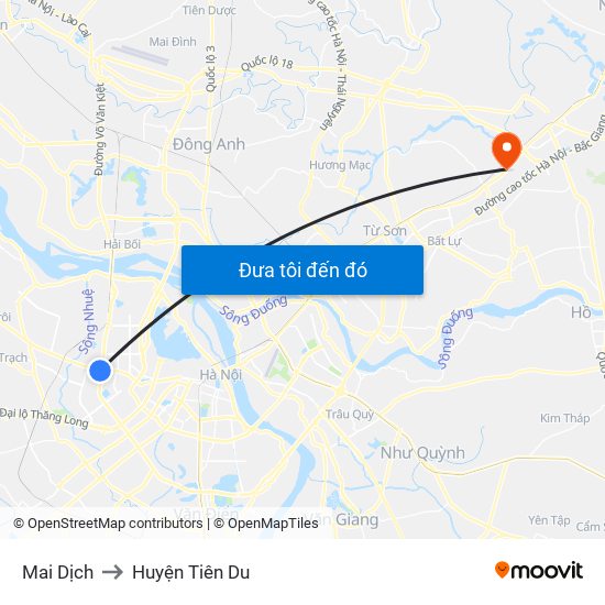 Mai Dịch to Huyện Tiên Du map