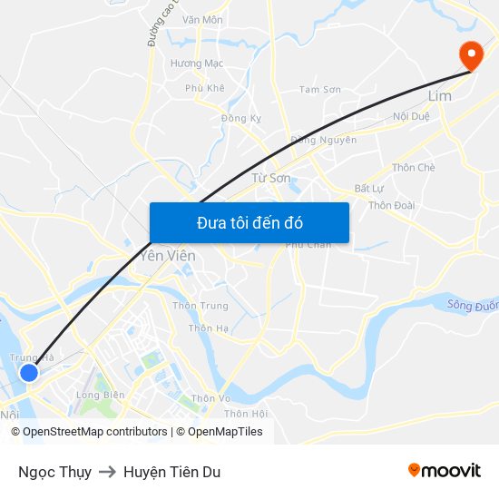 Ngọc Thụy to Huyện Tiên Du map