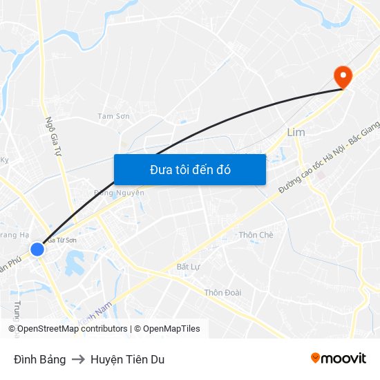 Đình Bảng to Huyện Tiên Du map