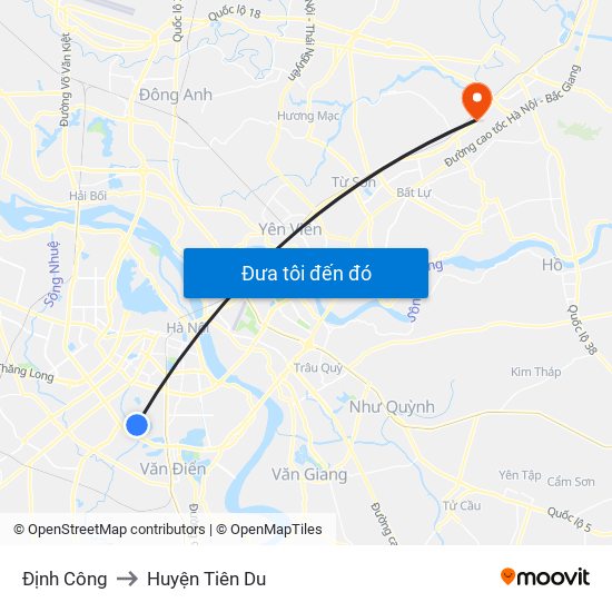 Định Công to Huyện Tiên Du map