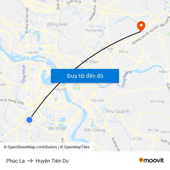 Phúc La to Huyện Tiên Du map