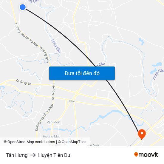 Tân Hưng to Huyện Tiên Du map