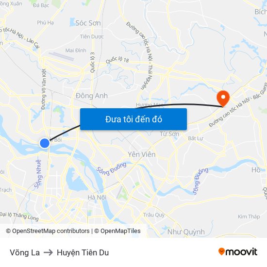 Võng La to Huyện Tiên Du map