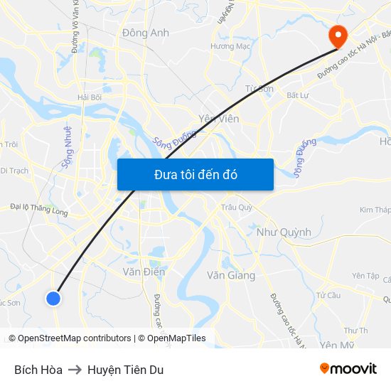 Bích Hòa to Huyện Tiên Du map