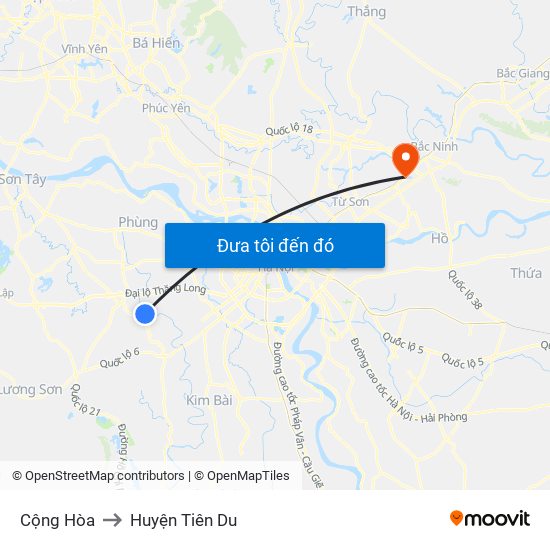 Cộng Hòa to Huyện Tiên Du map