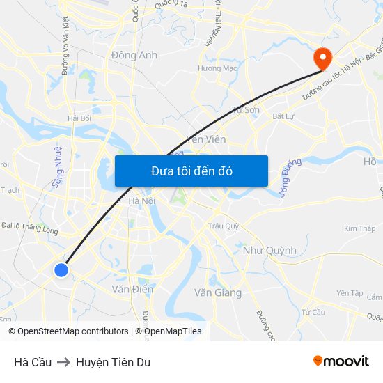 Hà Cầu to Huyện Tiên Du map