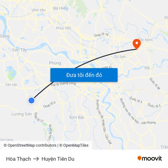 Hòa Thạch to Huyện Tiên Du map
