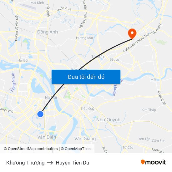 Khương Thượng to Huyện Tiên Du map