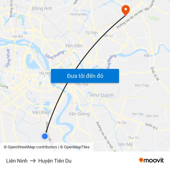 Liên Ninh to Huyện Tiên Du map