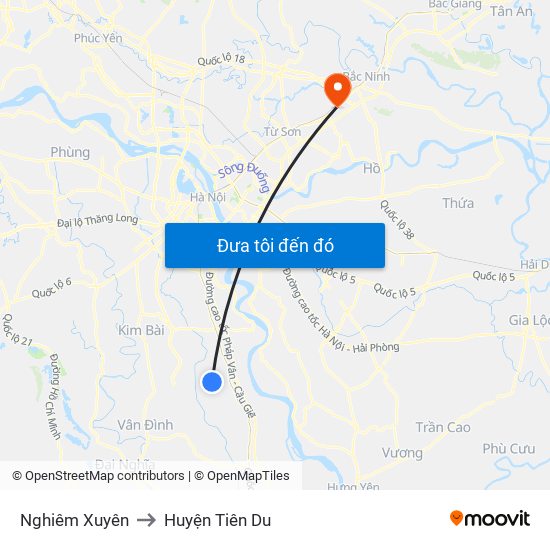 Nghiêm Xuyên to Huyện Tiên Du map