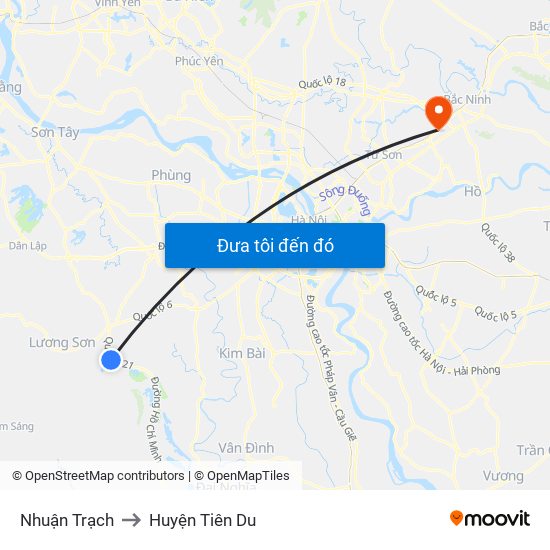 Nhuận Trạch to Huyện Tiên Du map