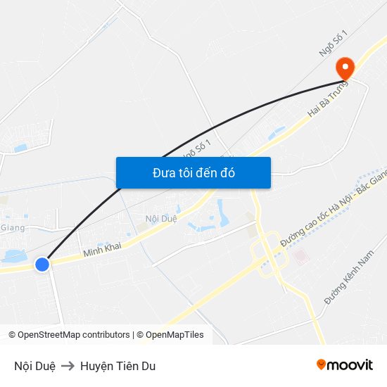 Nội Duệ to Huyện Tiên Du map