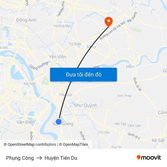 Phụng Công to Huyện Tiên Du map