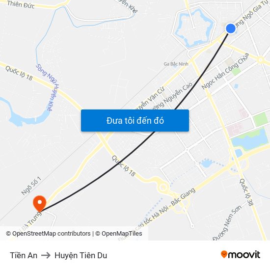 Tiền An to Huyện Tiên Du map