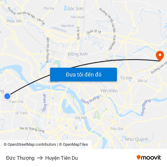 Đức Thượng to Huyện Tiên Du map