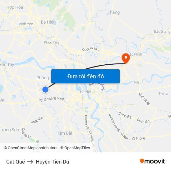 Cát Quế to Huyện Tiên Du map