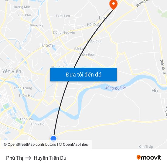 Phú Thị to Huyện Tiên Du map