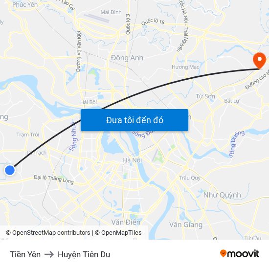 Tiền Yên to Huyện Tiên Du map