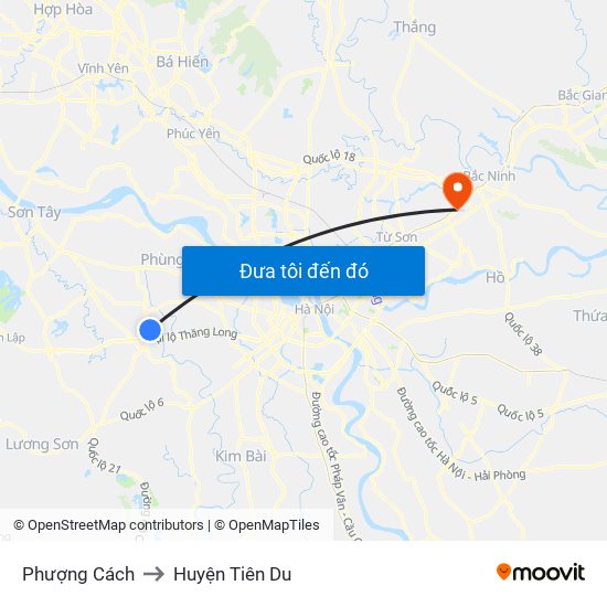 Phượng Cách to Huyện Tiên Du map