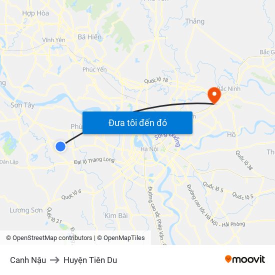 Canh Nậu to Huyện Tiên Du map