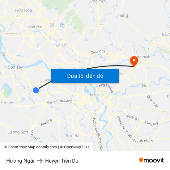 Hương Ngải to Huyện Tiên Du map