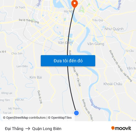 Đại Thắng to Quận Long Biên map