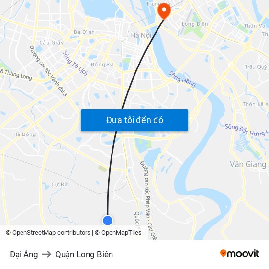 Đại Áng to Quận Long Biên map