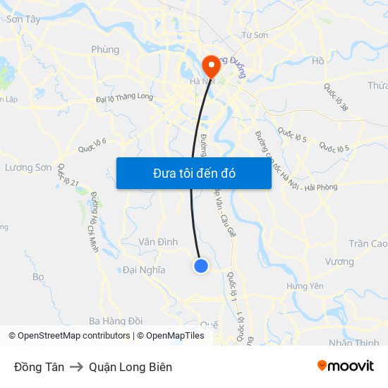 Đồng Tân to Quận Long Biên map