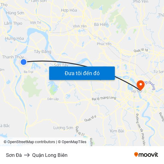 Sơn Đà to Quận Long Biên map