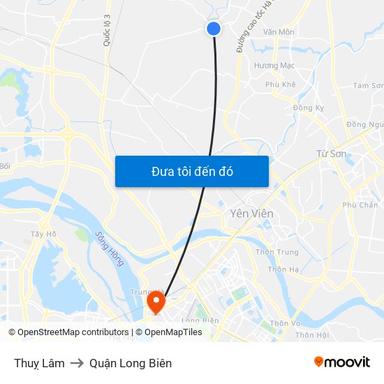 Thuỵ Lâm to Quận Long Biên map