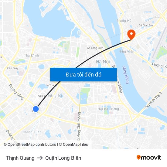 Thịnh Quang to Quận Long Biên map