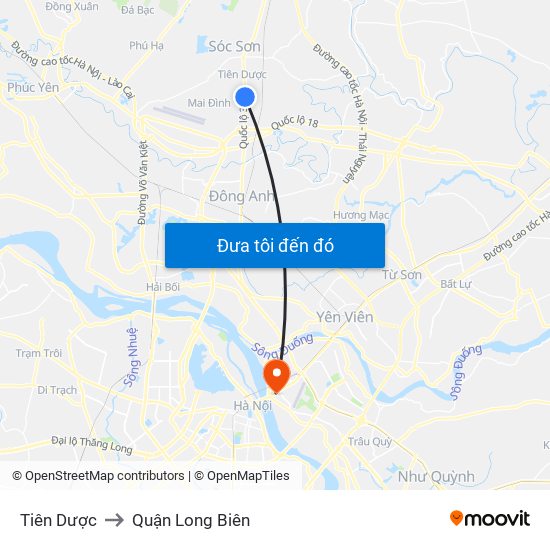 Tiên Dược to Quận Long Biên map