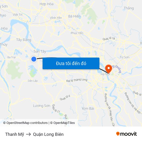 Thanh Mỹ to Quận Long Biên map