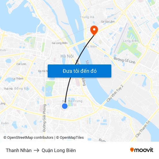 Thanh Nhàn to Quận Long Biên map