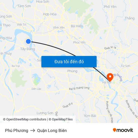 Phú Phương to Quận Long Biên map