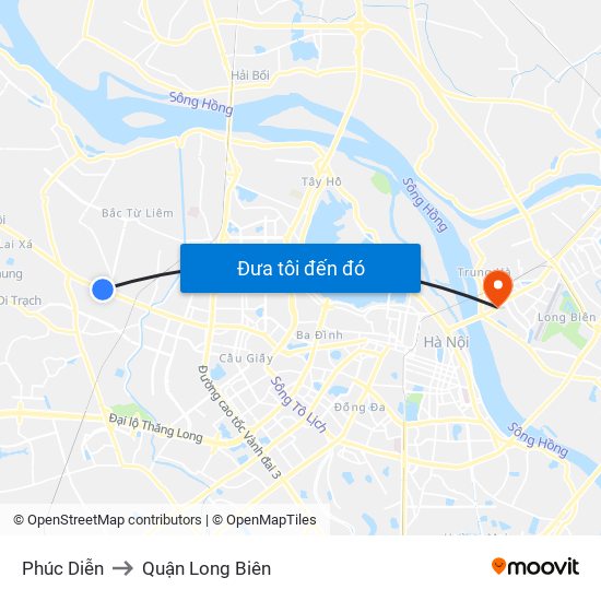 Phúc Diễn to Quận Long Biên map