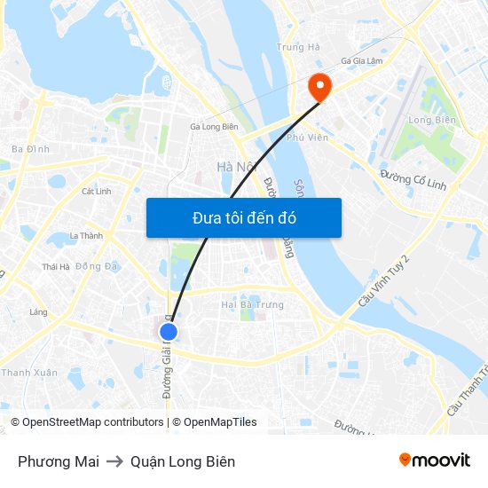 Phương Mai to Quận Long Biên map