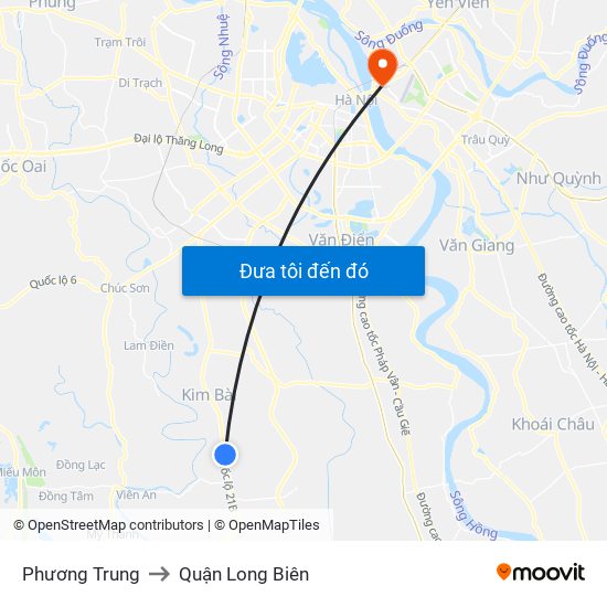 Phương Trung to Quận Long Biên map