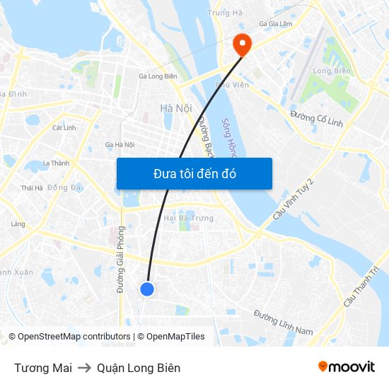 Tương Mai to Quận Long Biên map