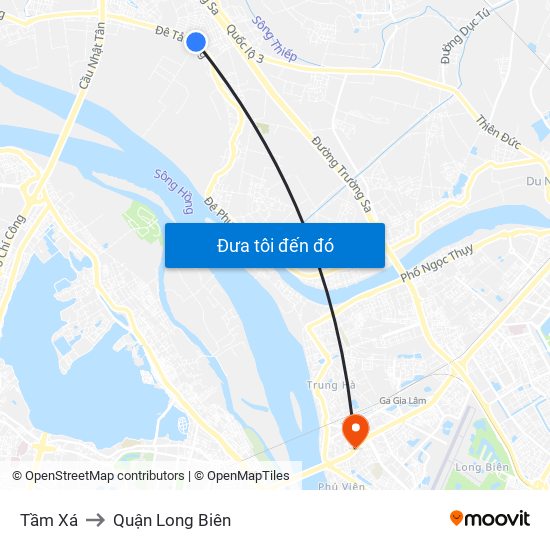 Tầm Xá to Quận Long Biên map