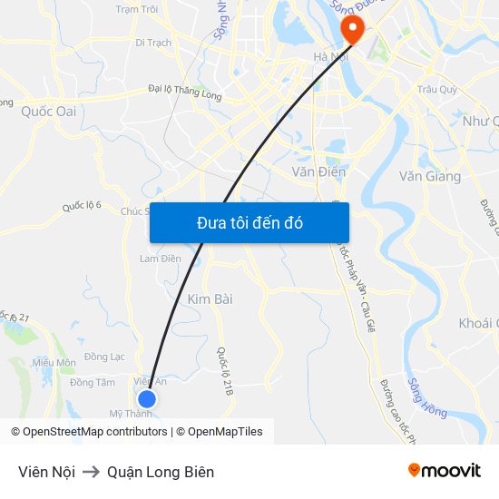 Viên Nội to Quận Long Biên map