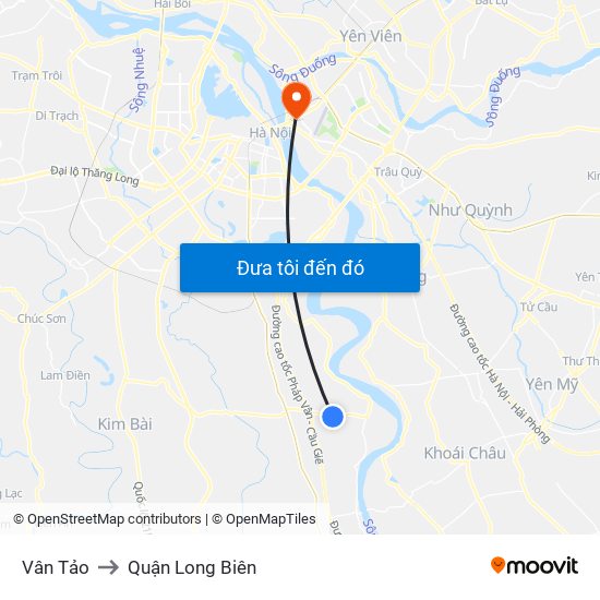 Vân Tảo to Quận Long Biên map