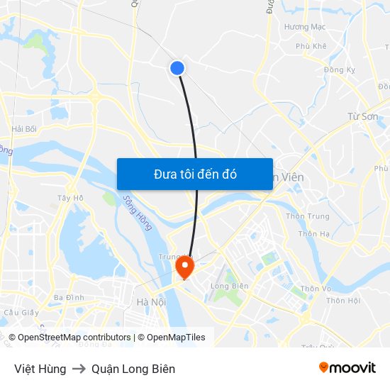 Việt Hùng to Quận Long Biên map