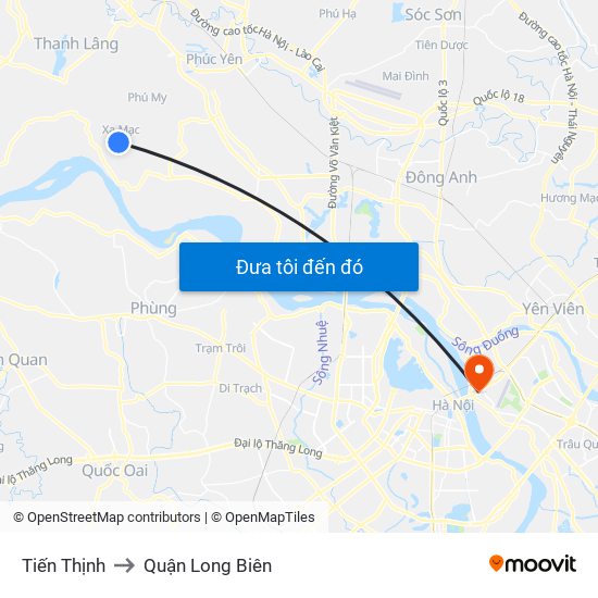 Tiến Thịnh to Quận Long Biên map