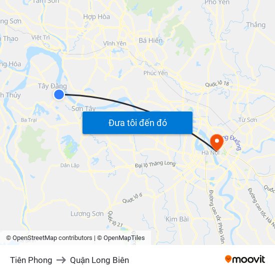 Tiên Phong to Quận Long Biên map