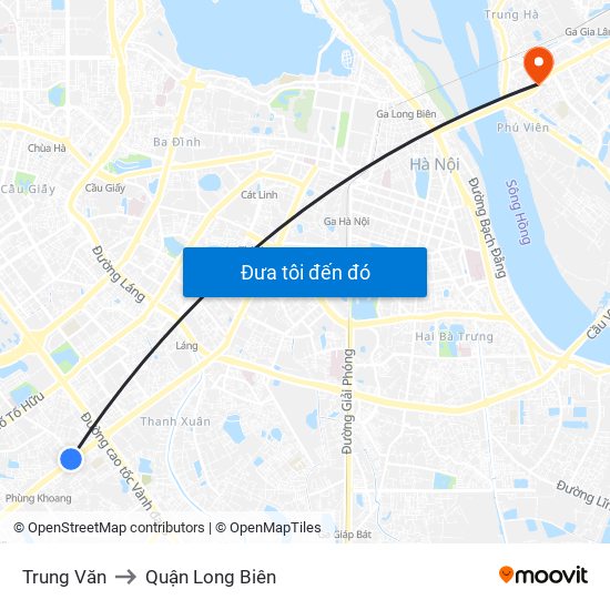 Trung Văn to Quận Long Biên map