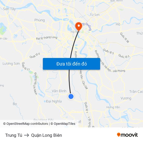 Trung Tú to Quận Long Biên map