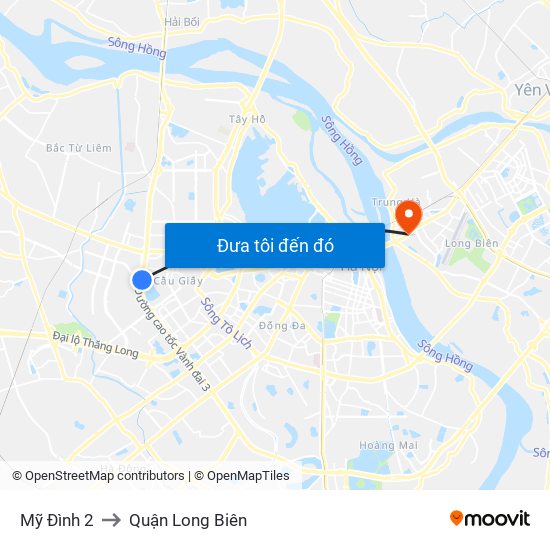 Mỹ Đình 2 to Quận Long Biên map