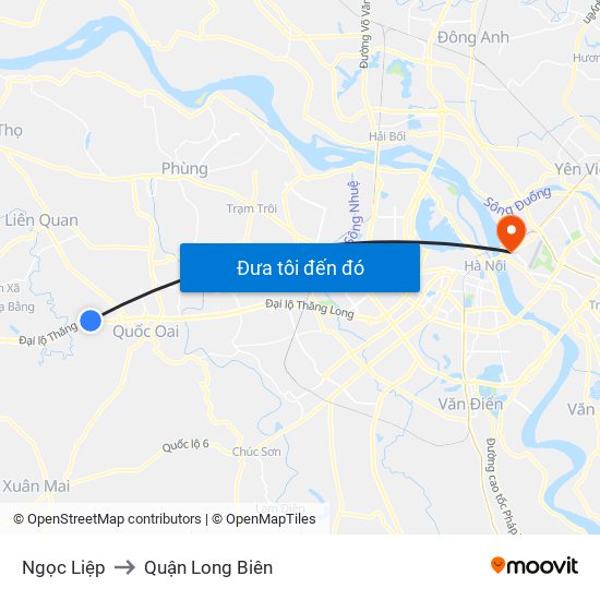 Ngọc Liệp to Quận Long Biên map